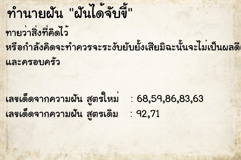 ทำนายฝัน ฝันได้จับขี้