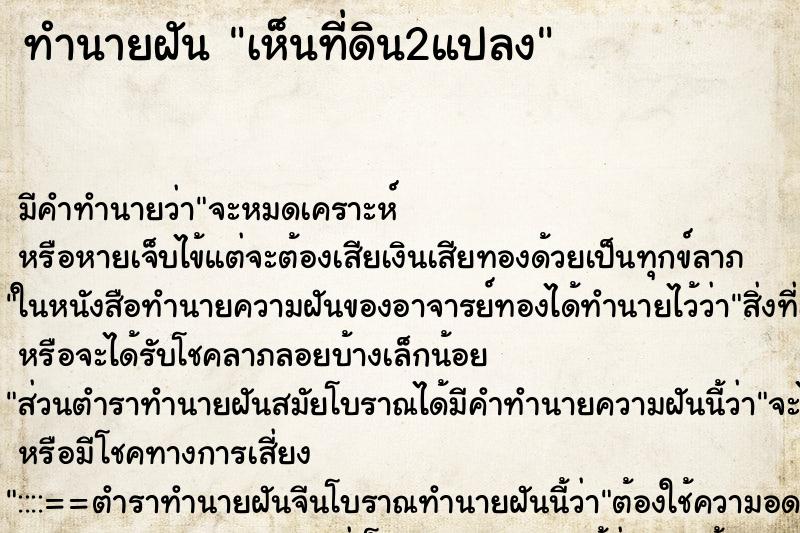 ทำนายฝัน เห็นที่ดิน2แปลง ทำนายฝัน เห็นที่ดิน2แปลง