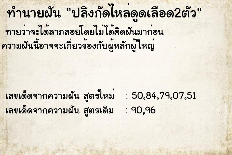 ทำนายฝันทำนายฝันปลิงกัดไหล่ดูดเลือด2ตัว