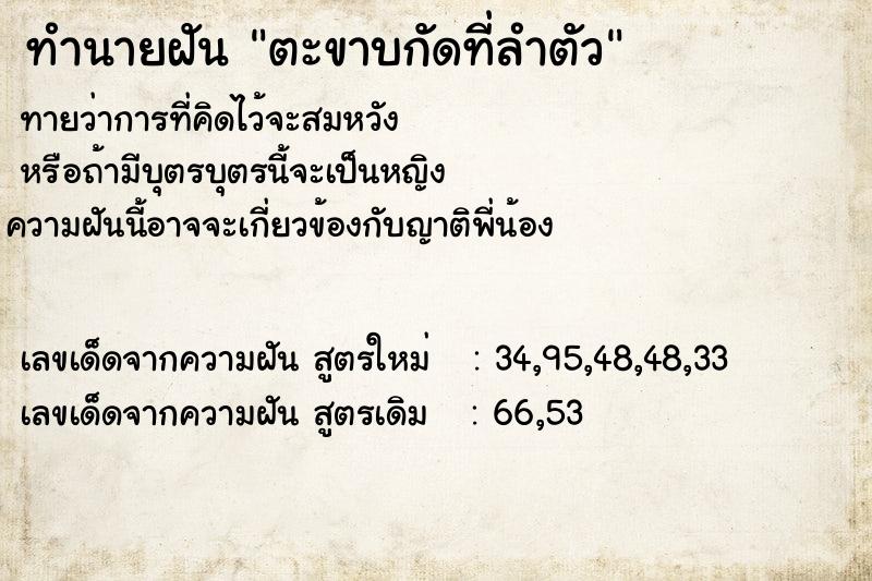 ทำนายฝันตะขาบกัดที่ลำตัว ทำนายฝันทำนายฝันตะขาบกัดที่ลำตัว