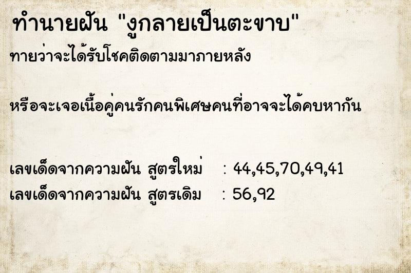 ทำนายฝันงูกลายเป็นตะขาบ ทำนายฝันทำนายฝันงูกลายเป็นตะขาบ