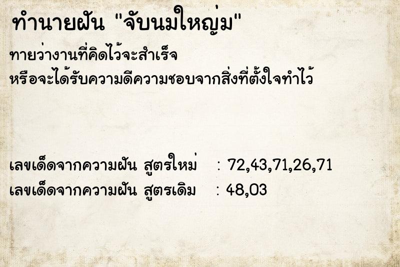 ทำนายฝันจับนมใหญ่ม ทำนายฝันทำนายฝันจับนมใหญ่ม