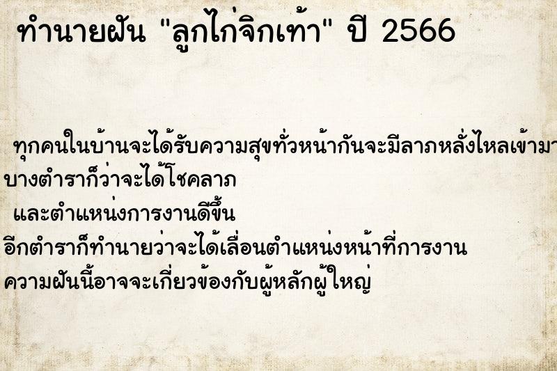 ทำนายฝัน ลูกไก่จิกเท้า ทำนายฝัน ลูกไก่จิกเท้า