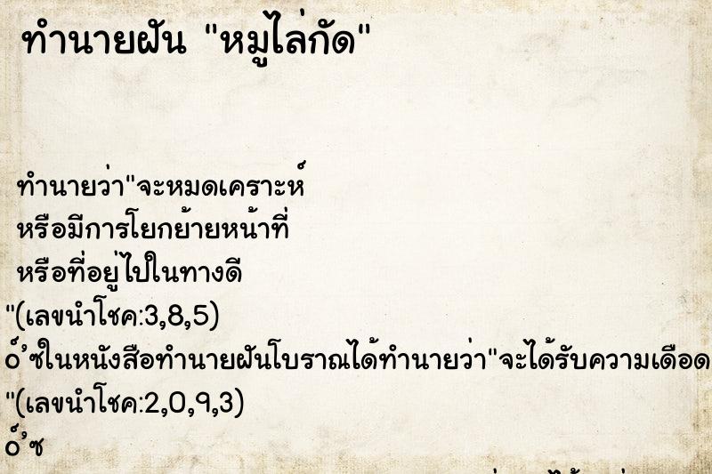 ทำนายฝัน หมูไล่กัด