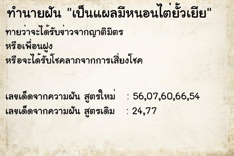 ทำนายฝันทำนายฝันเป็นแผลมีหนอนไต่ยั้วเยีย