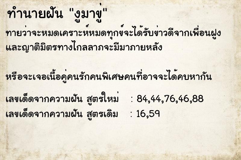 ทำนายฝันงูมาขู่ ทำนายฝันทำนายฝันงูมาขู่