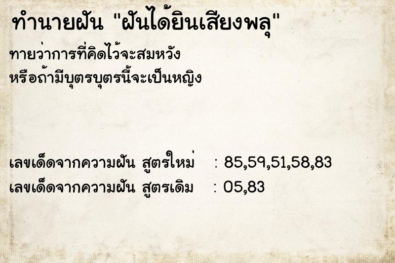 ทำนายฝันทำนายฝันฝันได้ยินเสียงพลุ