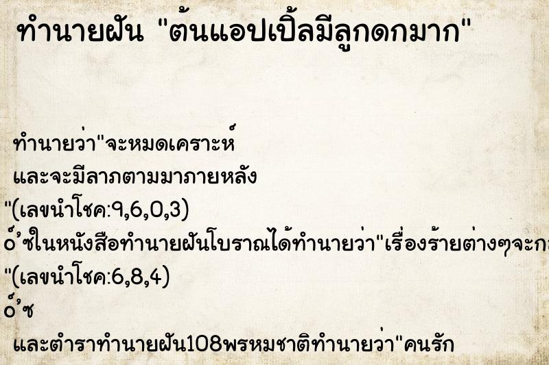 ทำนายฝัน ต้นแอปเปิ้ลมีลูกดกมาก