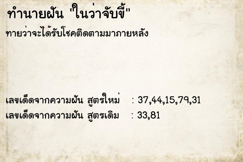 ทำนายฝันทำนายฝันในว่าจับขี้