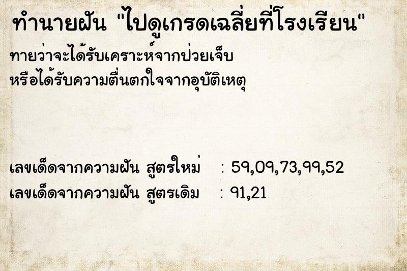 ทำนายฝันทำนายฝันไปดูเกรดเฉลี่ยที่โรงเรียน