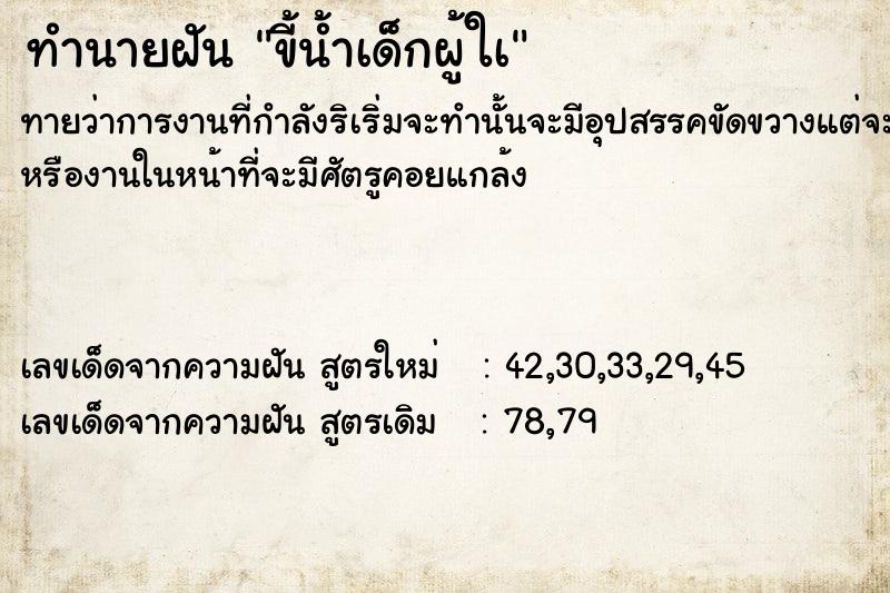 ทำนายฝัน ขี้น้ำเด็กผู้ใà