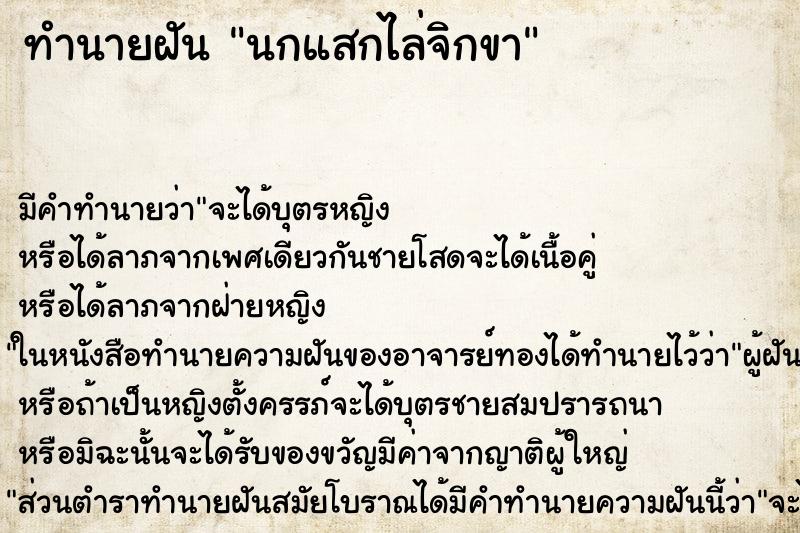 ทำนายฝัน นกแสกไล่จิกขา ทำนายฝัน นกแสกไล่จิกขา
