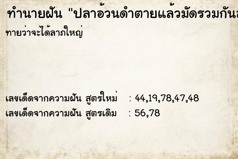 ทำนายฝันปลาอ้วนดำตายแล้วมัดรวมกันสามตัว ทำนายฝันทำนายฝันปลาอ้วนดำตายแล้วมัดรวมกันสามตัว