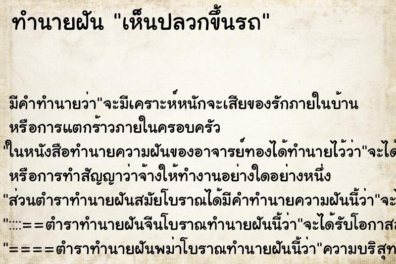 ทำนายฝัน เห็นปลวกขึ้นรถ ทำนายฝัน เห็นปลวกขึ้นรถ