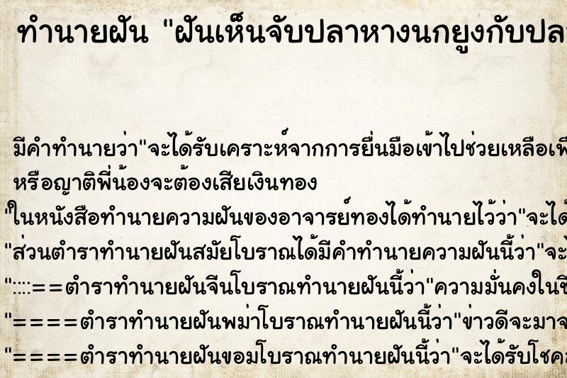 ทำนายฝันฝันเห็นจับปลาหางนกยูงกับปลากัด ทำนายฝันทำนายฝันฝันเห็นจับปลาหางนกยูงกับปลากัด