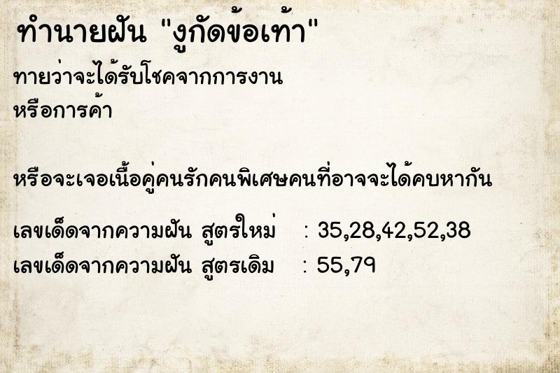 ทำนายฝันงูกัดข้อเท้า ทำนายฝันทำนายฝันงูกัดข้อเท้า