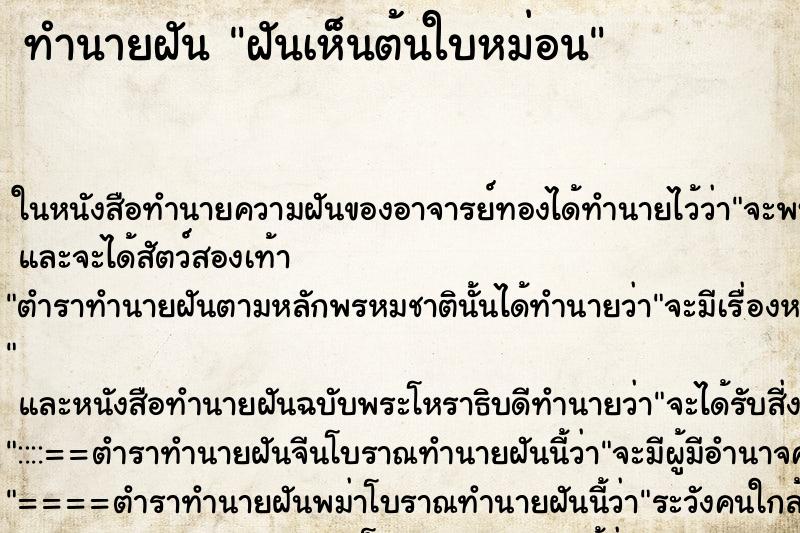 ทำนายฝันฝันเห็นต้นใบหม่อน ทำนายฝันทำนายฝันฝันเห็นต้นใบหม่อน