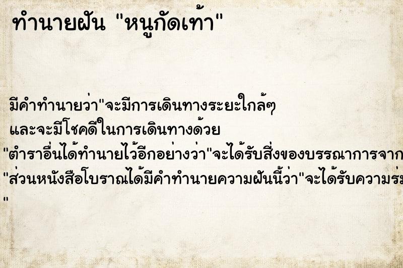 ทำนายฝัน หนูกัดเท้า ทำนายฝัน หนูกัดเท้า