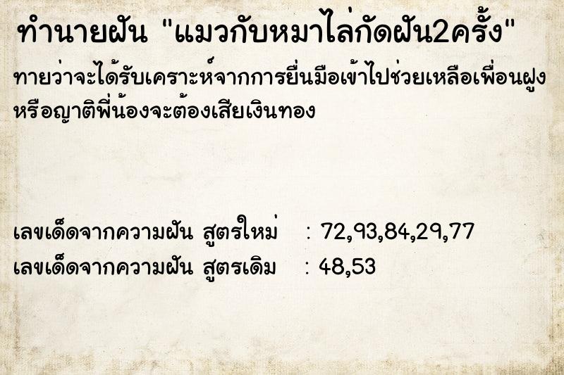 ทำนายฝัน แมวกับหมาไล่กัดฝัน2ครั้ง ทำนายฝัน แมวกับหมาไล่กัดฝัน2ครั้ง
