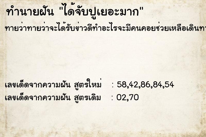 ทำนายฝันทำนายฝันได้จับปูเยอะมาก