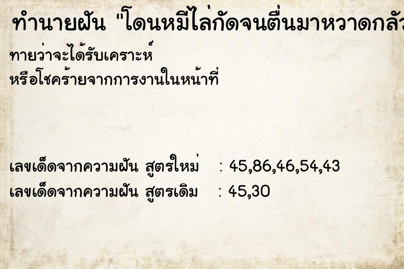 ทำนายฝันทำนายฝันโดนหมีไล่กัดจนตื่นมาหวาดกลัว