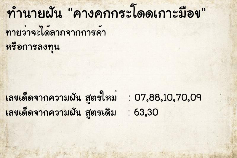 ทำนายฝันคางคกกระโดดเกาะมือข ทำนายฝันทำนายฝันคางคกกระโดดเกาะมือข