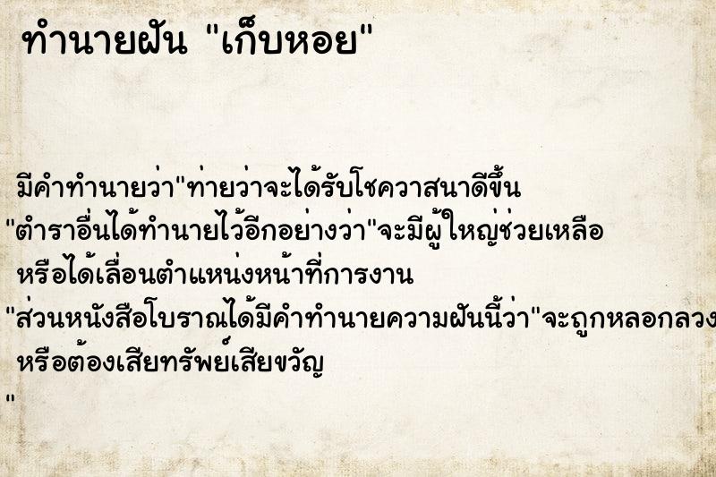 ทำนายฝัน เก็บหอย ทำนายฝัน เก็บหอย