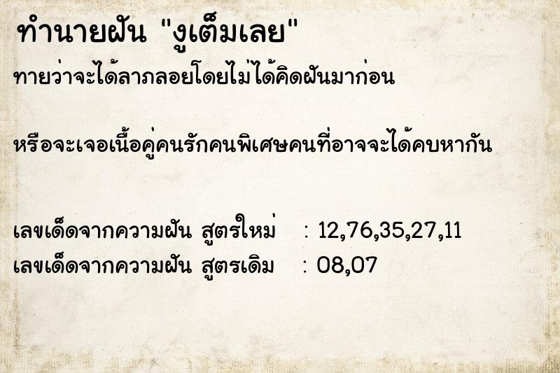 ทำนายฝัน งูเต็มเลย ทำนายฝัน งูเต็มเลย