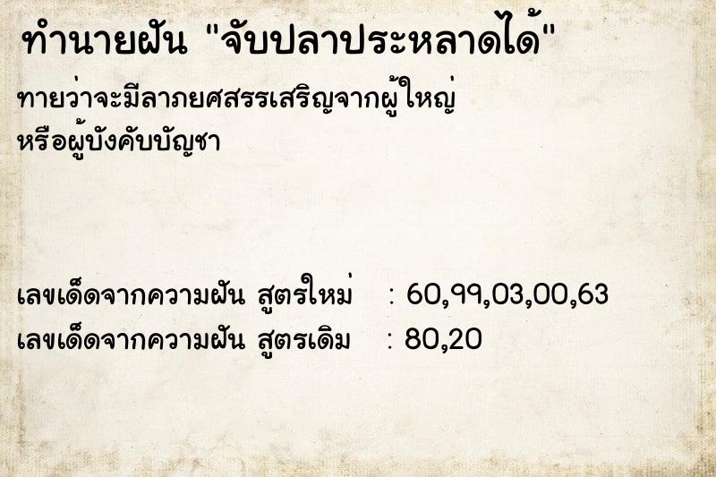 ทำนายฝันทำนายฝันจับปลาประหลาดได้