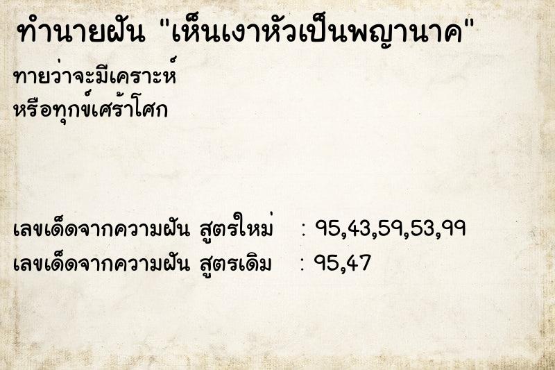 ทำนายฝันทำนายฝันเห็นเงาหัวเป็นพญานาค