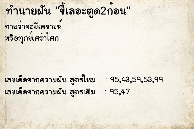 ทำนายฝันทำนายฝันขี้เลอะตูด2ก้อน