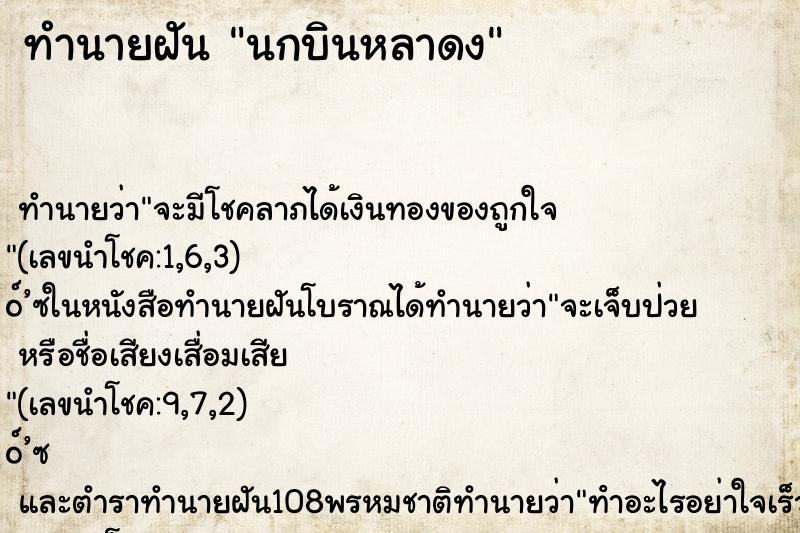 ทำนายฝันนกบินหลาดง ทำนายฝันทำนายฝันนกบินหลาดง