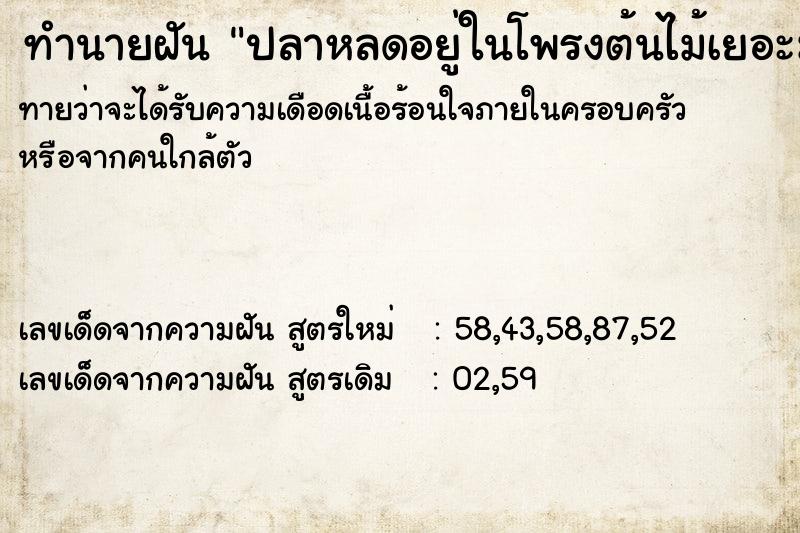 ทำนายฝันปลาหลดอยู่ในโพรงต้นไม้เยอะมากดิ้นเต็มไปหมด ทำนายฝันทำนายฝันปลาหลดอยู่ในโพรงต้นไม้เยอะมากดิ้นเต็มไปหมด