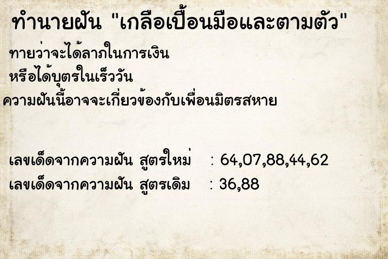 ทำนายฝันเกลือเปื้อนมือและตามตัว ทำนายฝันทำนายฝันเกลือเปื้อนมือและตามตัว