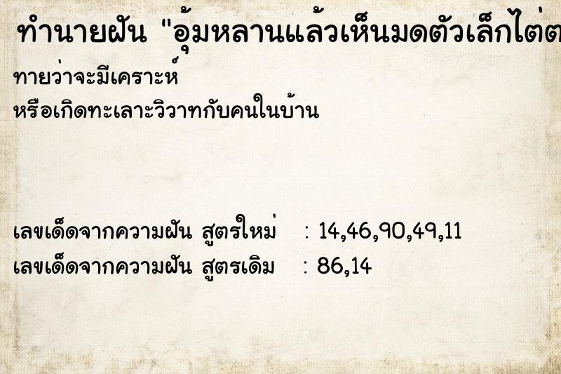 ทำนายฝันทำนายฝันอุ้มหลานแล้วเห็นมดตัวเล็กไต่ตามตัวหลานเยอะแยะ