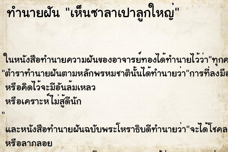ทำนายฝัน เห็นซาลาเปาลูกใหญ่