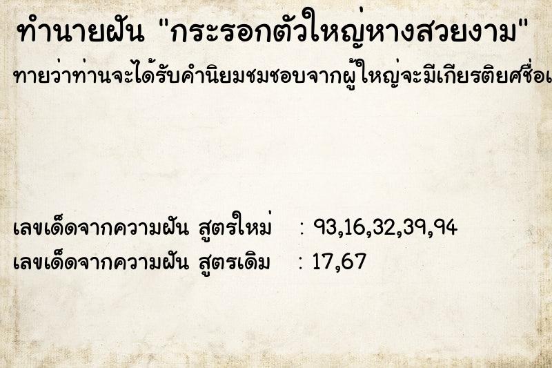 ทำนายฝัน กระรอกตัวใหญ่หางสวยงาม ทำนายฝัน กระรอกตัวใหญ่หางสวยงาม