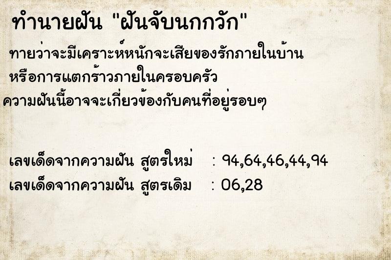 ทำนายฝันทำนายฝันฝันจับนกกวัก
