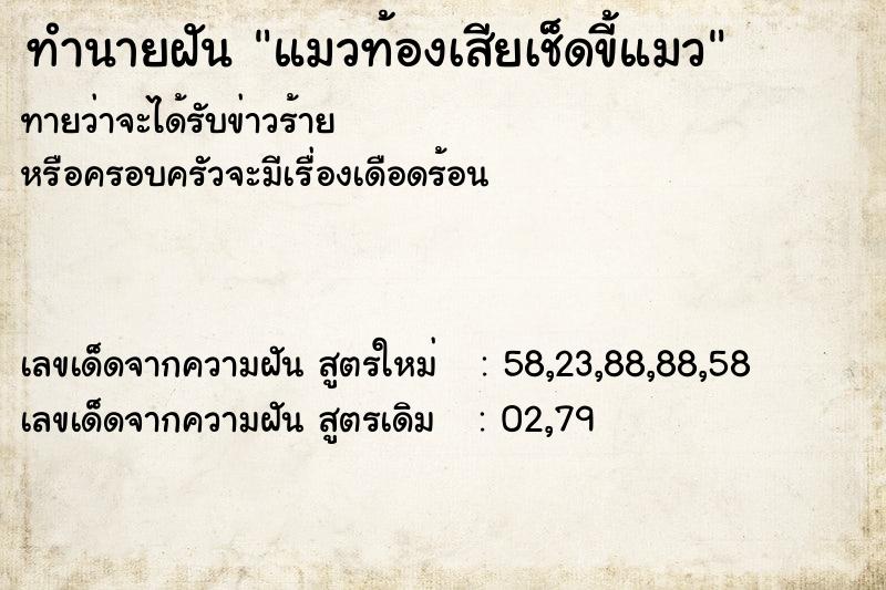 ทำนายฝันทำนายฝันแมวท้องเสียเช็ดขี้แมว