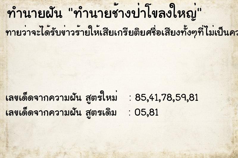 ทำนายฝันทำนายฝันทำนายช้างป่าโขลงใหญ่
