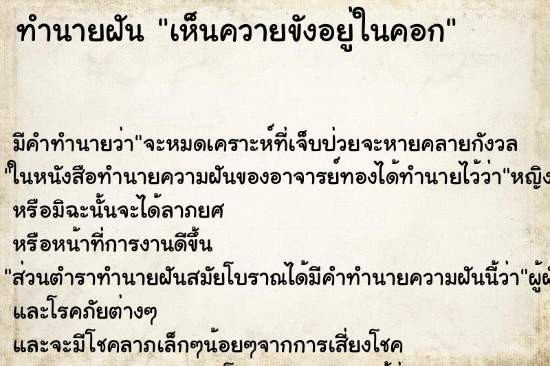 ทำนายฝัน เห็นควายขังอยู่ในคอก ทำนายฝัน เห็นควายขังอยู่ในคอก