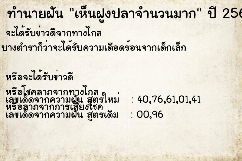 ทำนายฝัน เห็นฝูงปลาจำนวนมาก ทำนายฝัน เห็นฝูงปลาจำนวนมาก