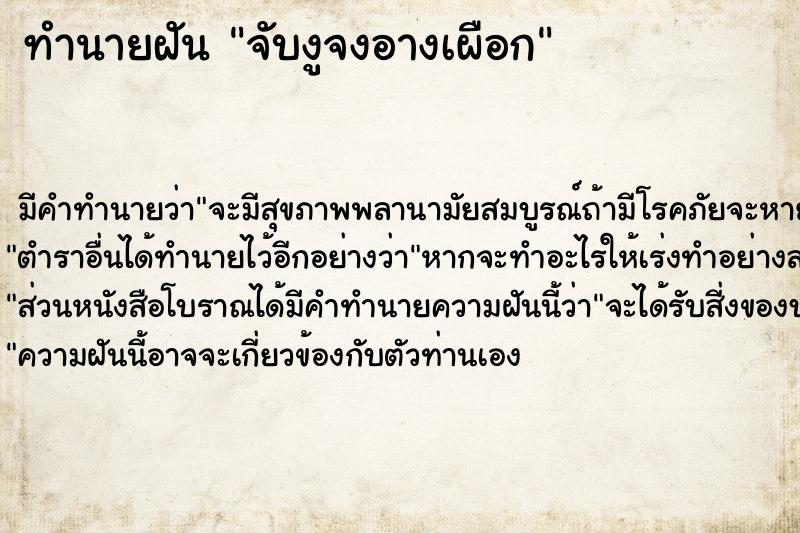 ทำนายฝัน จับงูจงอางเผือก