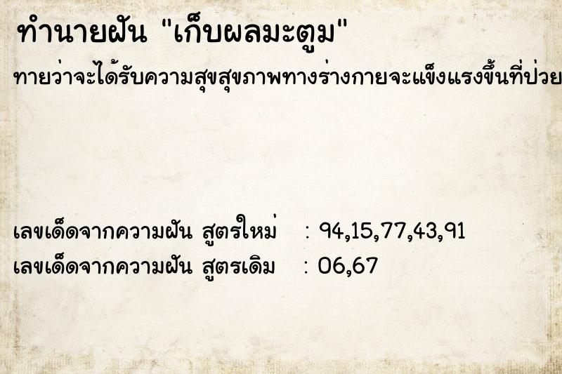 ทำนายฝันทำนายฝันเก็บผลมะตูม