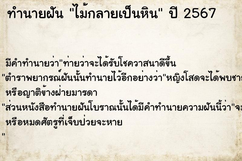 ทำนายฝันทำนายฝันไม้กลายเป็นหิน