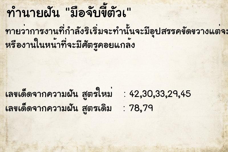 ทำนายฝันทำนายฝันมือจับขี้ตัวà