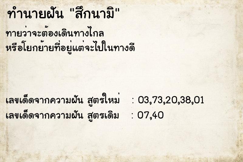 ทำนายฝันทำนายฝันสึกนามิ