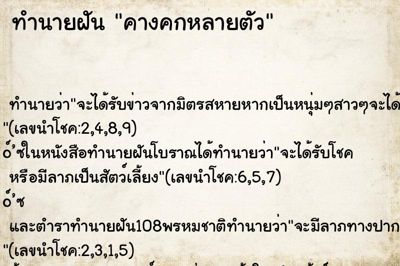 ทำนายฝัน คางคกหลายตัว ทำนายฝัน คางคกหลายตัว
