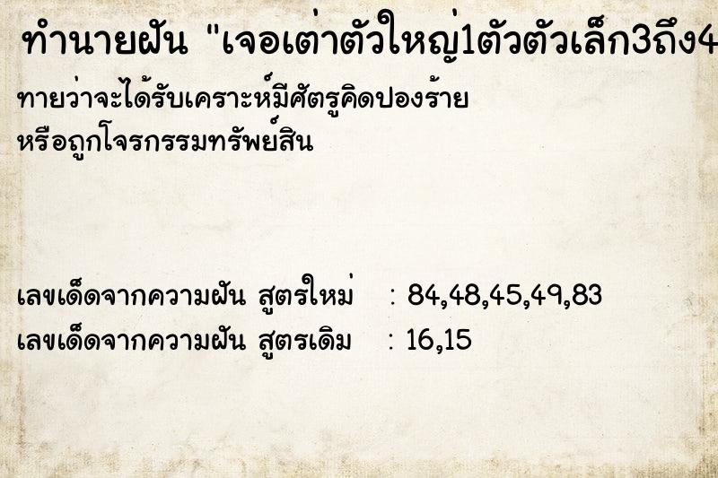 ทำนายฝัน เจอเต่าตัวใหญ่1ตัวตัวเล็ก3ถึง4ตัวตัวกลาง1ตัว ทำนายฝัน เจอเต่าตัวใหญ่1ตัวตัวเล็ก3ถึง4ตัวตัวกลาง1ตัว