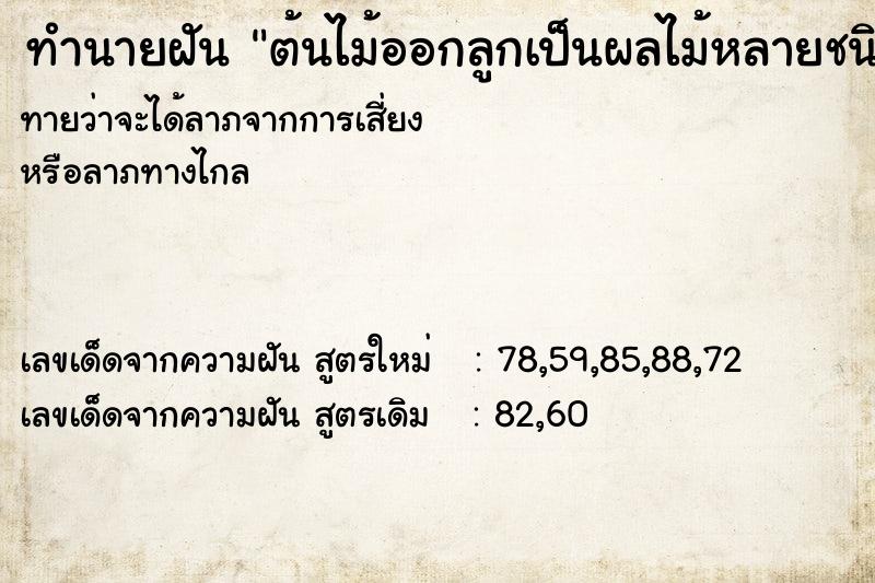 ทำนายฝัน ต้นไม้ออกลูกเป็นผลไม้หลายชนิด ตำราโบราณ แม่นที่สุดในโลก